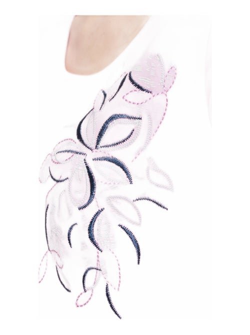 T-shirt long broderie placée fleurs - Kiabi