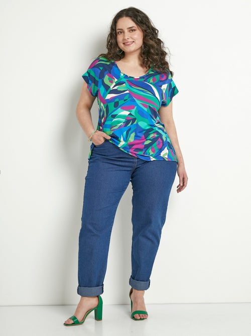 T-shirt long col rond uni ou imprimé manches courtes - Kiabi T-shirt long col rond uni ou imprimé manches courtes - Kiabi