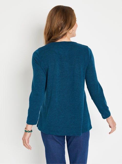 T-shirt long col V évasé manches longues - Kiabi