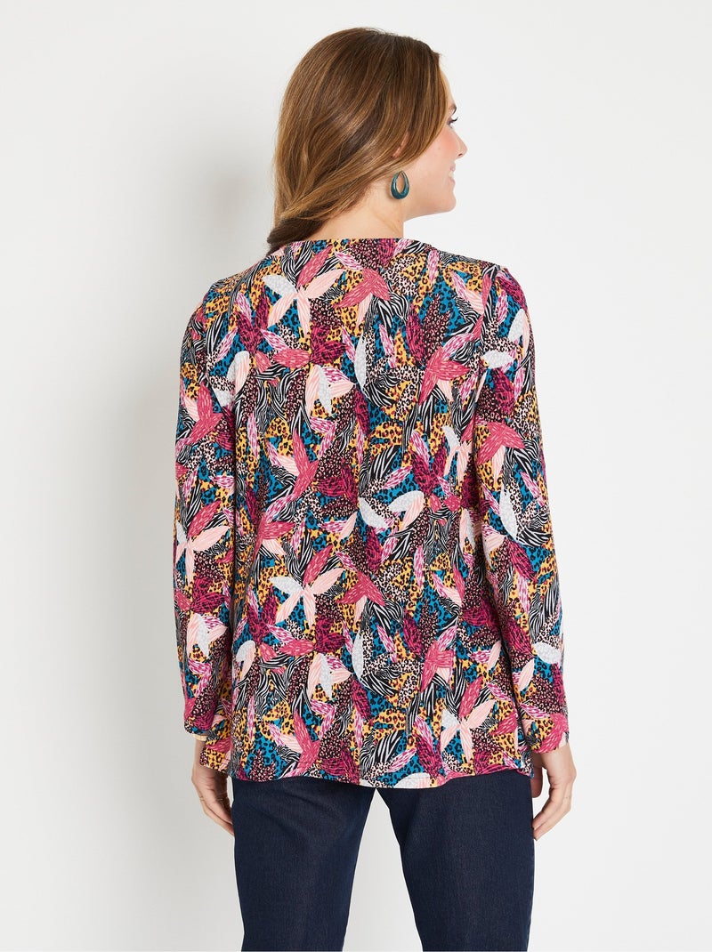 T-shirt long col V évasé manches longues Violet foncé - Kiabi