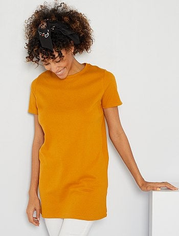 T-shirt long côtelé