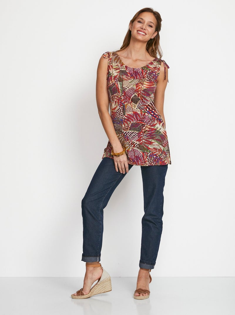 T-shirt long coupe débardeur Orange - Kiabi