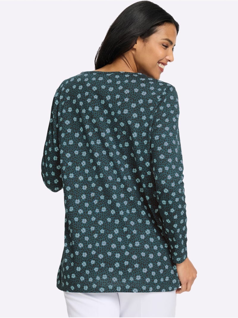 T-shirt long coupe en a affinante - taille standard - moda vilona Bleu pétrole - Kiabi