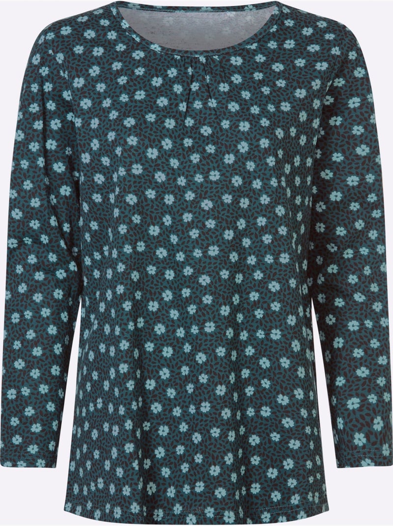 T-shirt long coupe en a affinante - taille standard - moda vilona Bleu pétrole - Kiabi