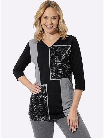 T-shirt long coupe en a affinante - taille standard - moda vilona