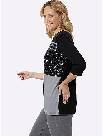 T-shirt long coupe en a affinante - taille standard - moda vilona