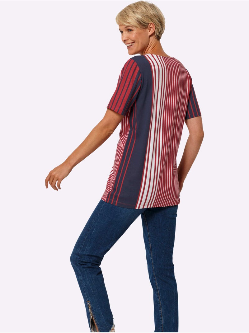 T-shirt Long Coupe évasée - Taille Standard - Moda Vilona Bleu Rouge - Kiabi