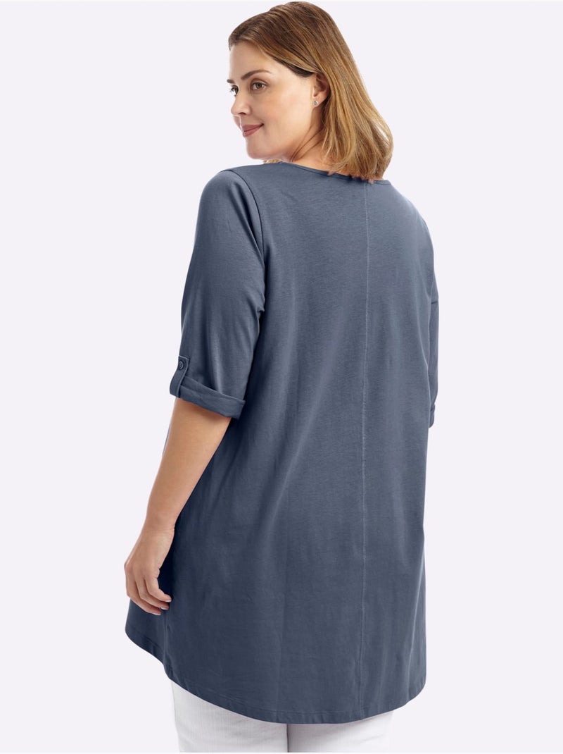 T-shirt Long Coupe évasée - Taille Standard - Sheego Bleu gris - Kiabi