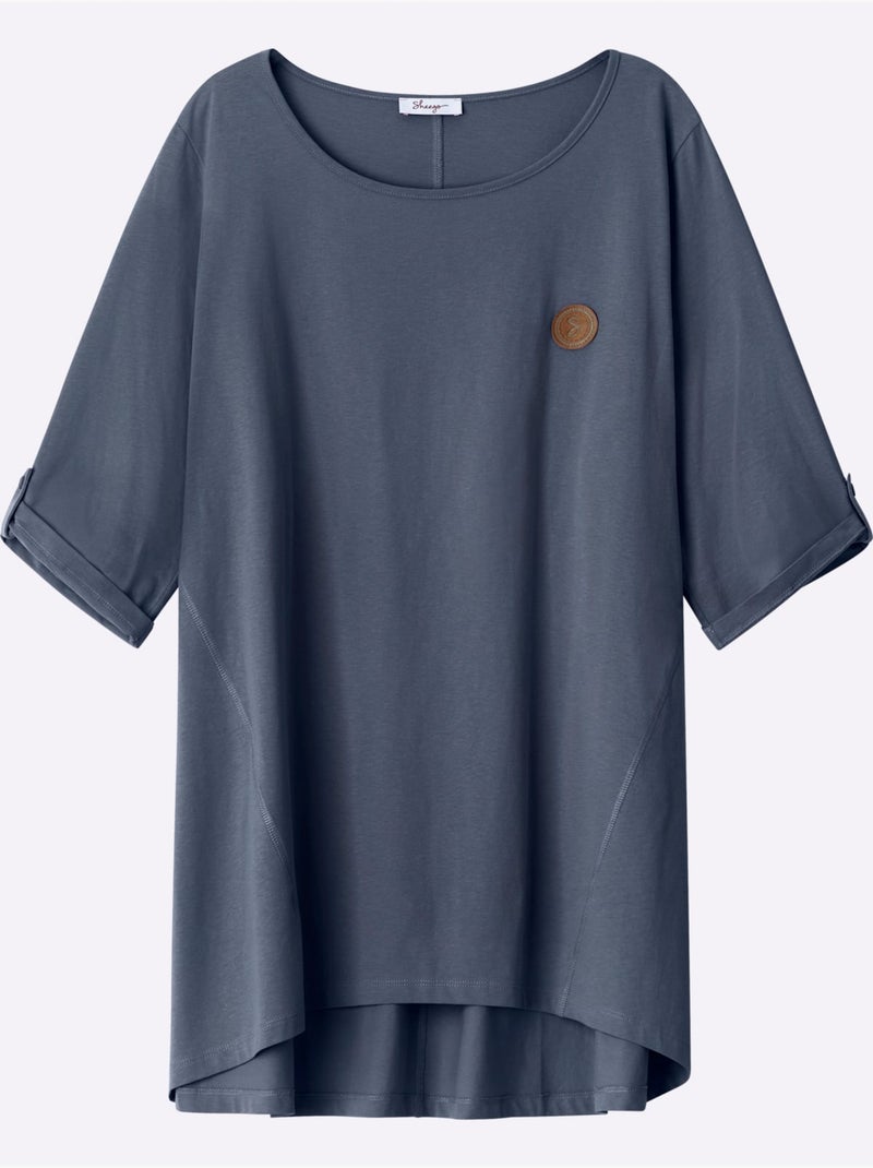 T-shirt Long Coupe évasée - Taille Standard - Sheego Bleu gris - Kiabi