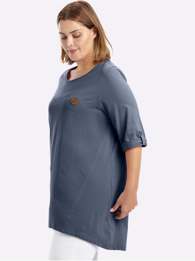 T-shirt Long Coupe évasée - Taille Standard - Sheego Bleu - Kiabi