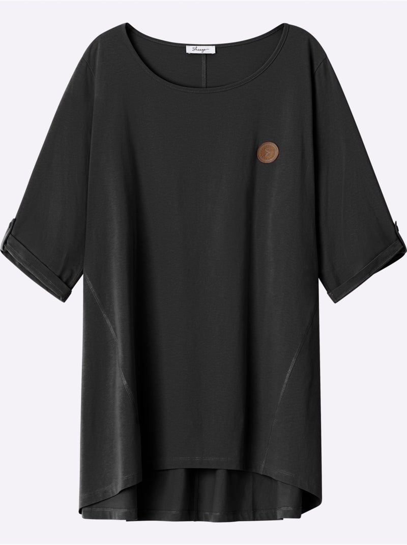 T-shirt Long Coupe évasée - Taille Standard - Sheego Noir - Kiabi