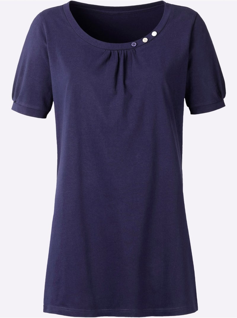 T-shirt Long Coupe Longue Affinante - Taille Standard - Moda Vilona Bleu marine - Kiabi