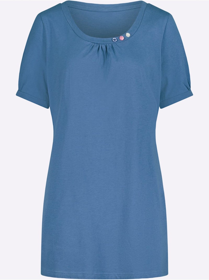 T-shirt long coupe longue affinante - taille standard - moda vilona Bleu - Kiabi
