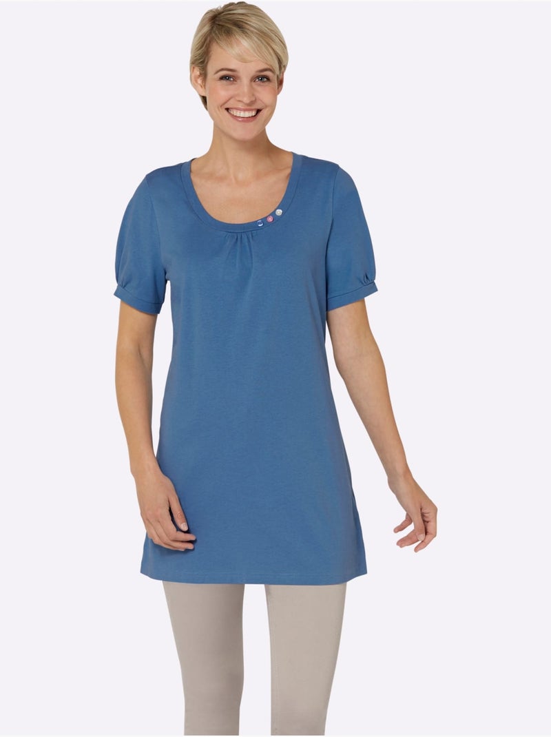 T-shirt long coupe longue affinante - taille standard - moda vilona Bleu - Kiabi