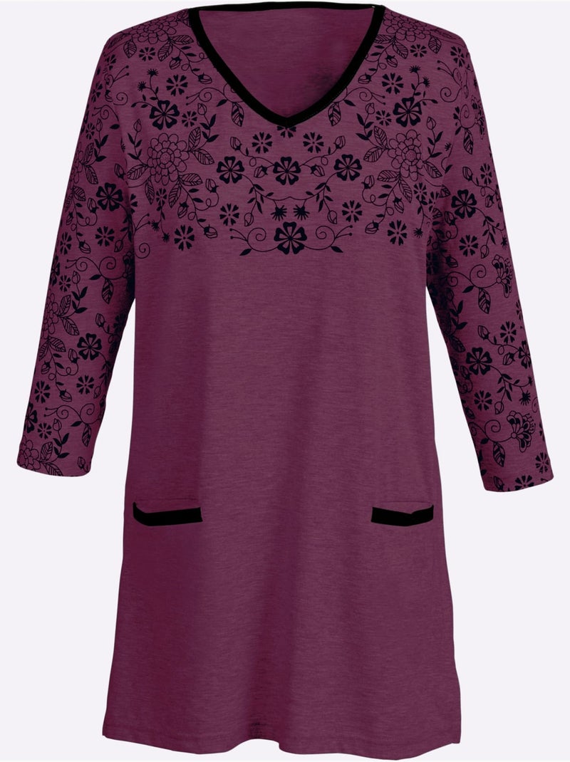 T-shirt long coupe longue affinante - taille standard - moda vilona Bordeaux - Kiabi