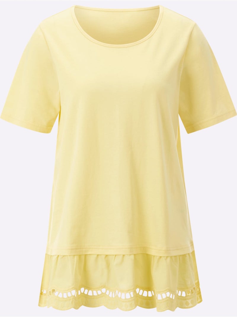 T-shirt Long Coupe Longue Affinante - Taille Standard - Moda Vilona Jaune citron - Kiabi