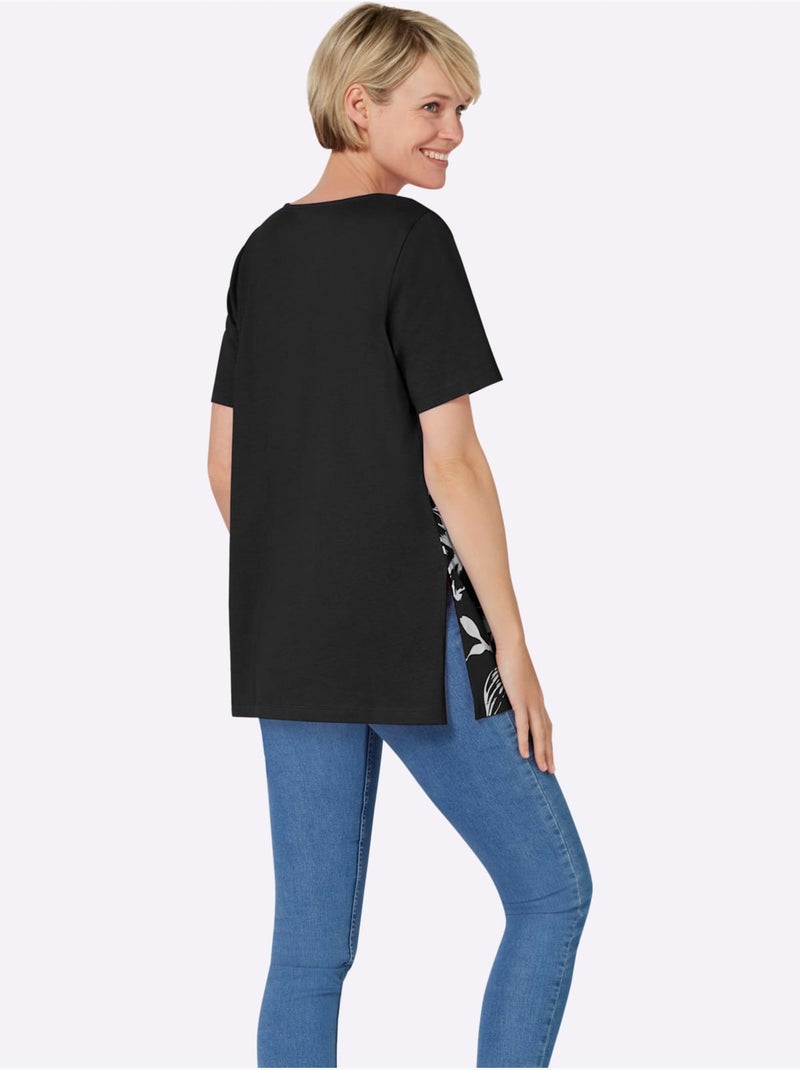 T-shirt Long Coupe Longue Affinante - Taille Standard - Moda Vilona Noir Blanc - Kiabi