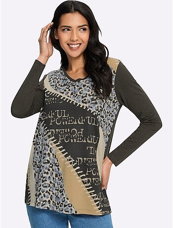 T-shirt long coupe longue affinante - taille standard - moda vilona