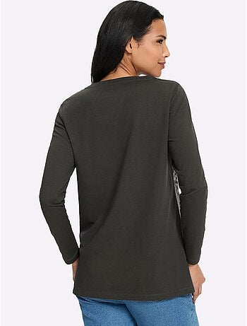 T-shirt long coupe longue affinante - taille standard - moda vilona