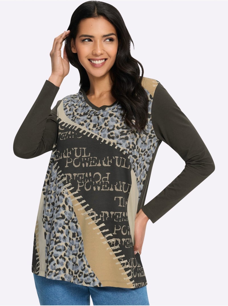 T-shirt long coupe longue affinante - taille standard - moda vilona Noir Graphite - Kiabi