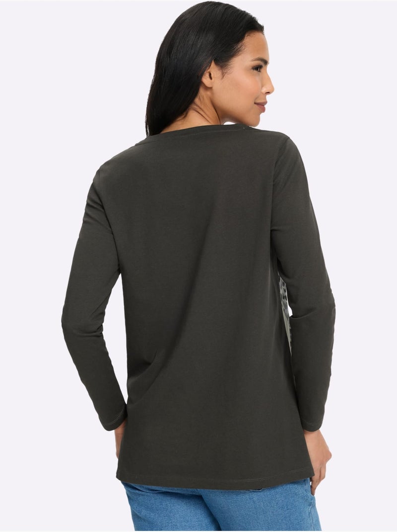 T-shirt long coupe longue affinante - taille standard - moda vilona Noir Graphite - Kiabi