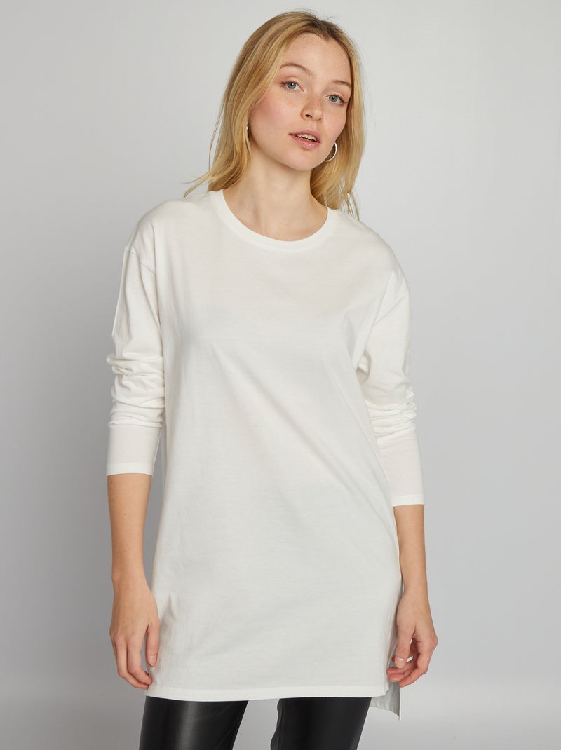 T-shirt long Ecru - Kiabi