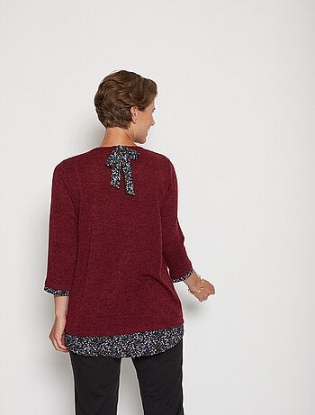 T-shirt long effet 2 en 1 fantaisie