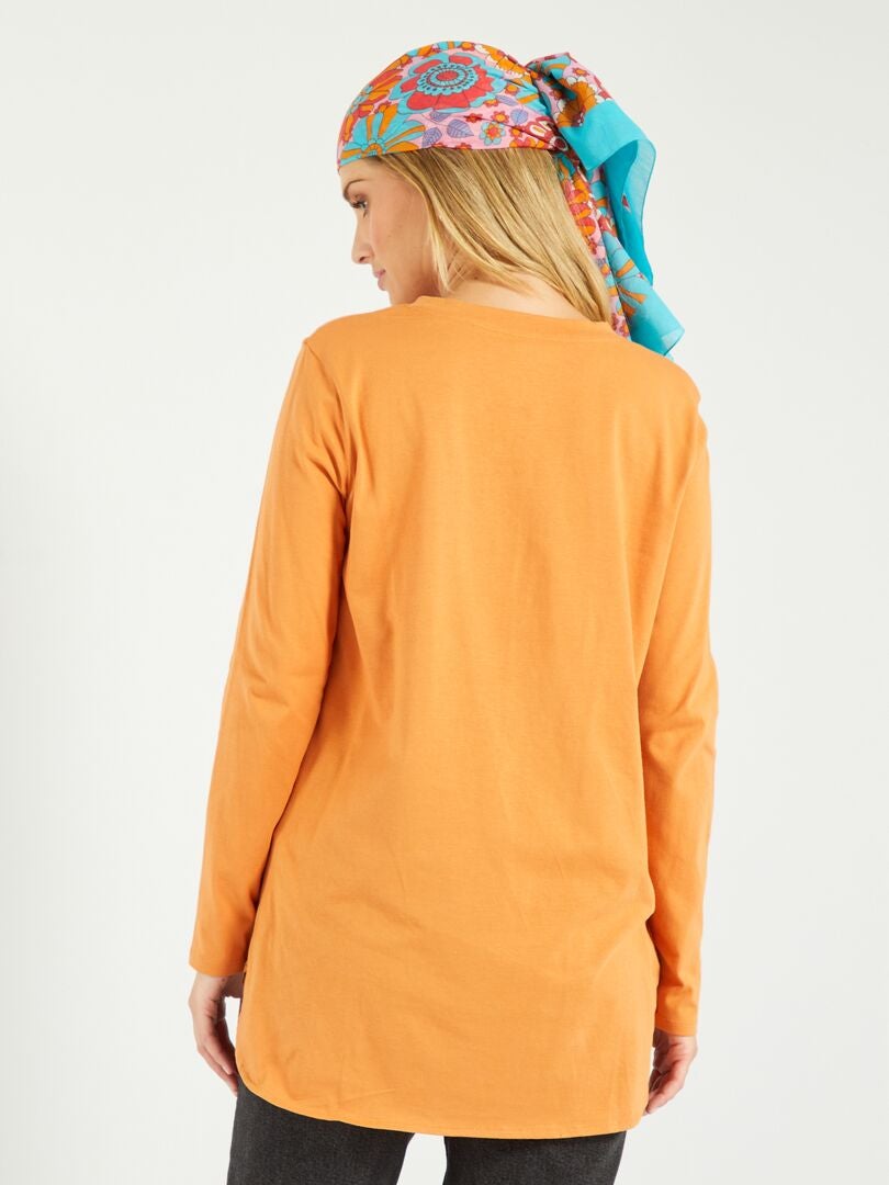 T-shirt long en jersey uni Orange - Kiabi