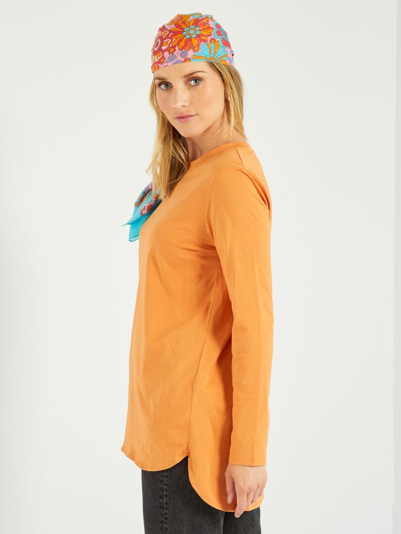 T-shirt long en jersey uni Orange - Kiabi