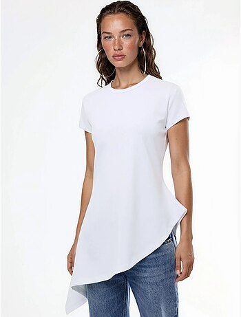 T-shirt long en mélange de coton à col rond busem