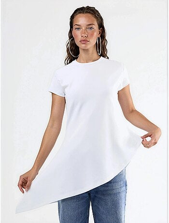 T-shirt long en mélange de coton à col rond busem