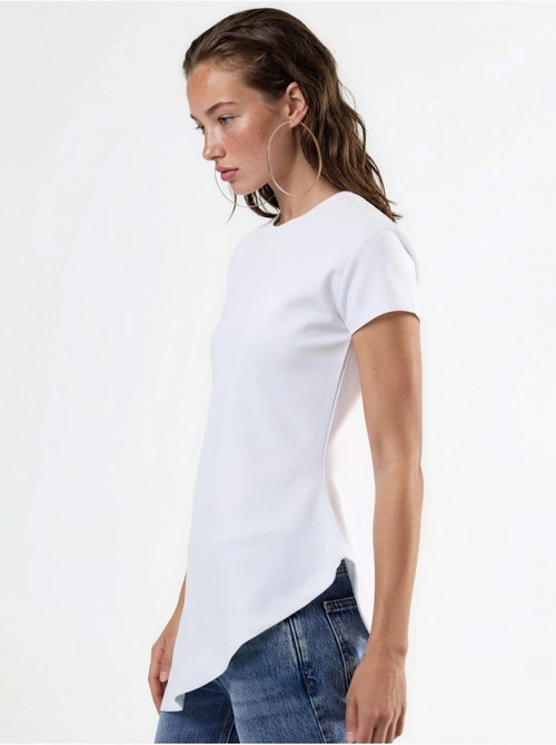 T-shirt long en mélange de coton à col rond busem - Kiabi