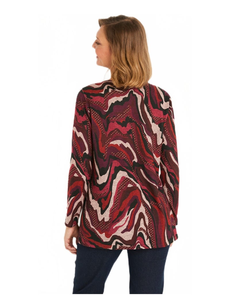 T-shirt long évasé col rond imprimé graphique Violet - Kiabi