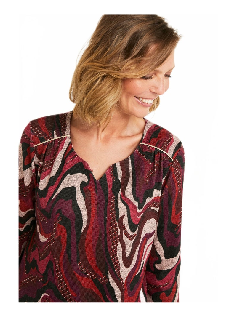 T-shirt long évasé col rond imprimé graphique Violet - Kiabi