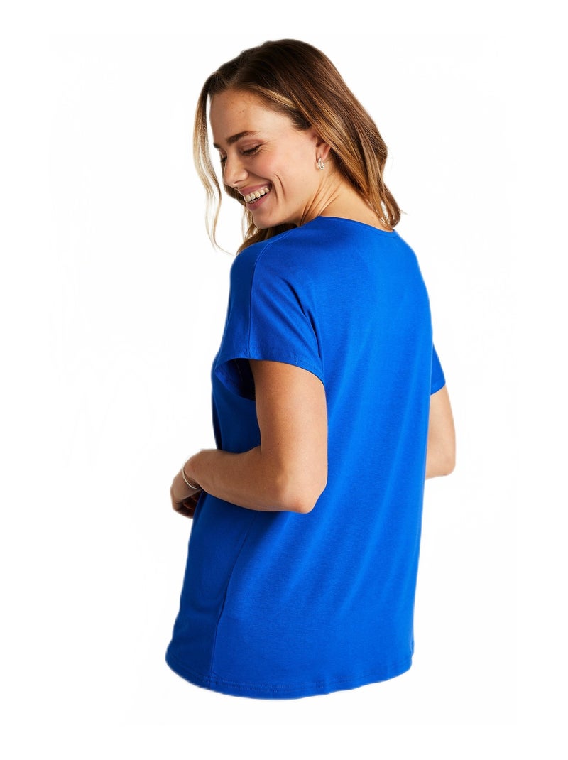 T-shirt long évasé dentelle Bleu - Kiabi