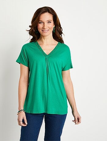 T-shirt long évasé dentelle