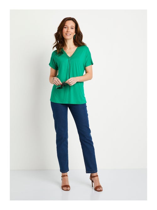 T-shirt long évasé dentelle - Kiabi