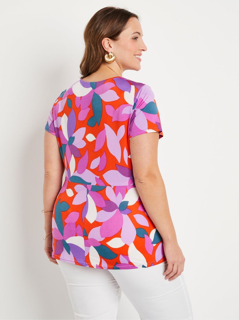 T-shirt long évasé drapé imprimé Multicolore - Kiabi