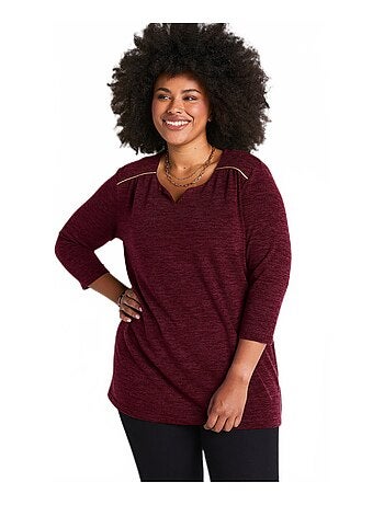 T-shirt long évasé manches 3/4 col rond