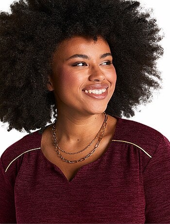 T-shirt long évasé manches 3/4 col rond