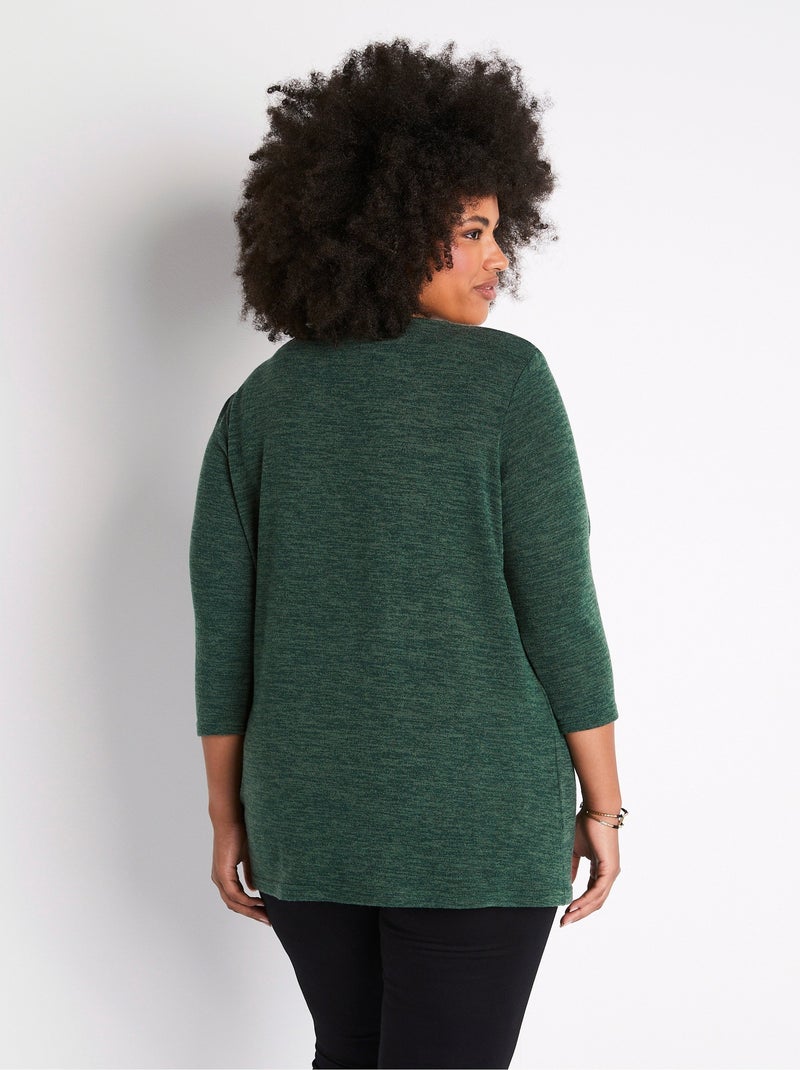 T-shirt long évasé manches 3/4 col rond Vert - Kiabi