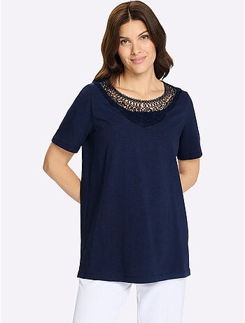 T-shirt Long Fentes Sur Les Côtés - Taille Standard - Moda Vilona
