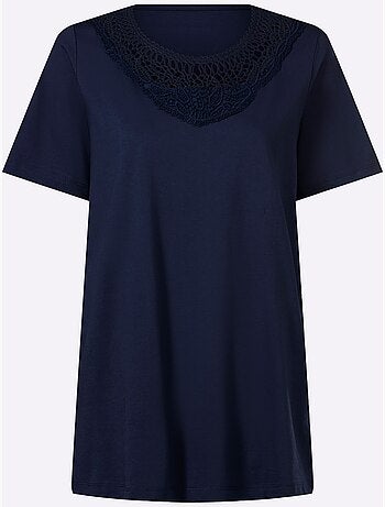 T-shirt Long Fentes Sur Les Côtés - Taille Standard - Moda Vilona