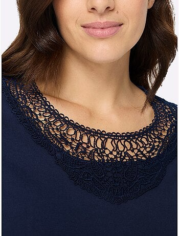 T-shirt Long Fentes Sur Les Côtés - Taille Standard - Moda Vilona