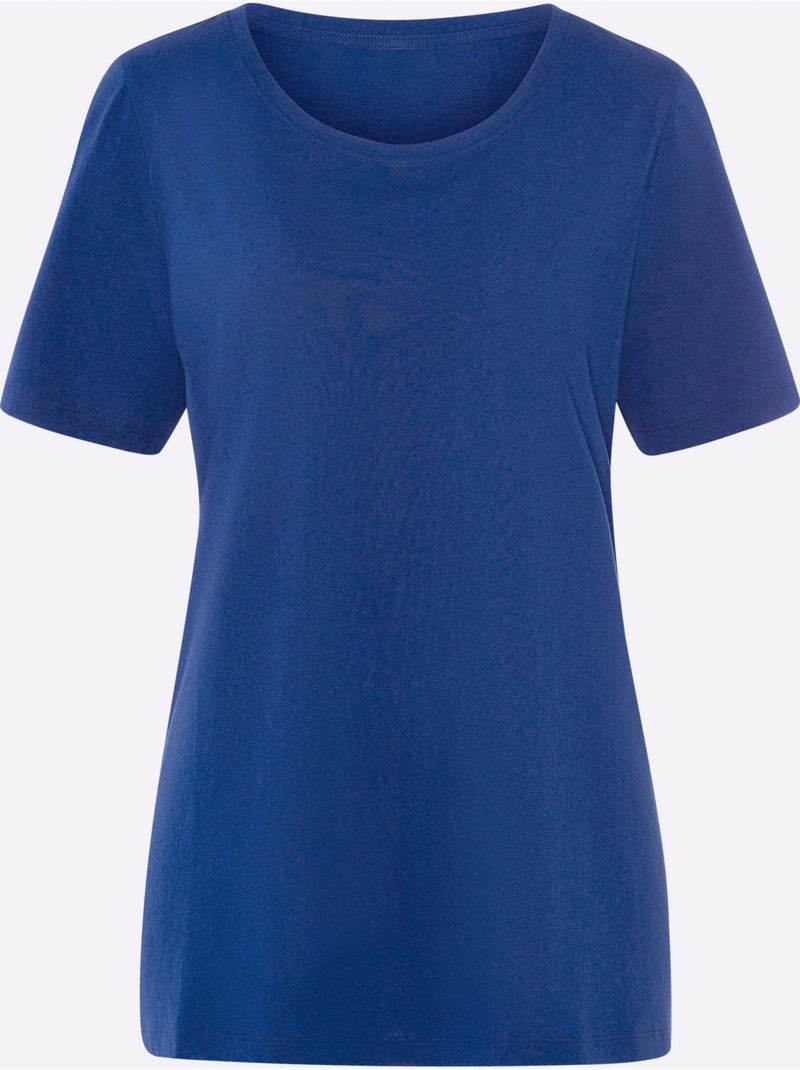 T-shirt Long Fentes Sur Les Côtés - Taille Standard - Moda Vilona Bleu roi - Kiabi