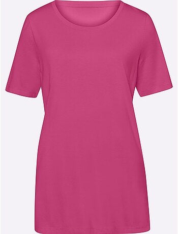 T-shirt long avec encolure ronde et fentes latérales - Taille standard - Moda Vilona