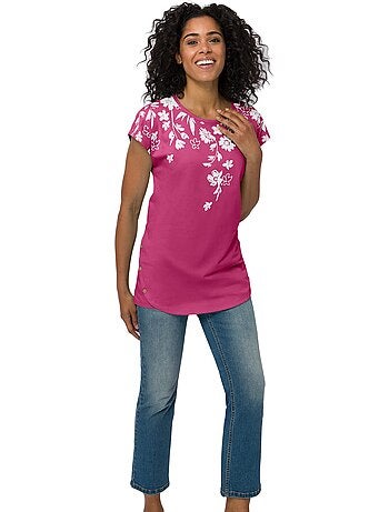 T-shirt Long Finition De L'ourlet Tendance - Taille Standard - Moda Vilona