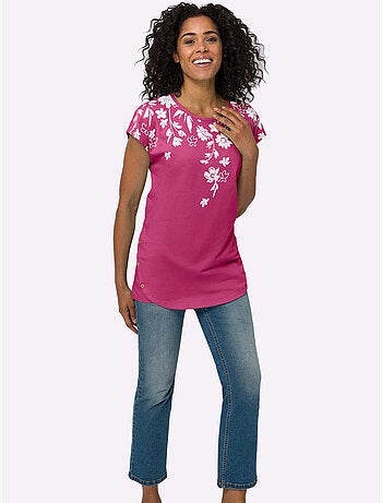 T-shirt Long Finition De L'ourlet Tendance - Taille Standard - Moda Vilona