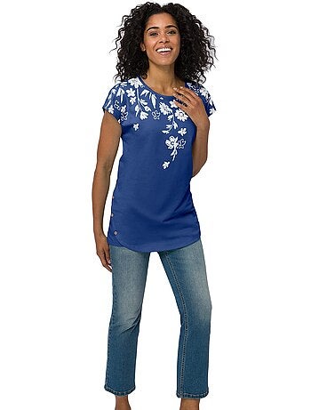T-shirt Long Finition De L'ourlet Tendance - Taille Standard - Moda Vilona