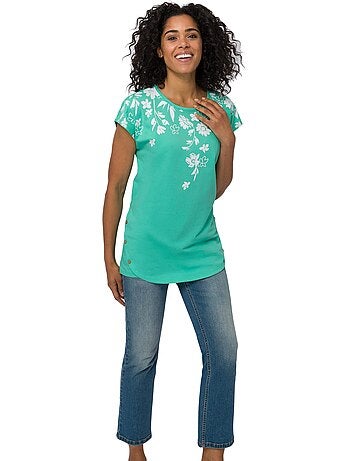 T-shirt Long Finition De L'ourlet Tendance - Taille Standard - Moda Vilona